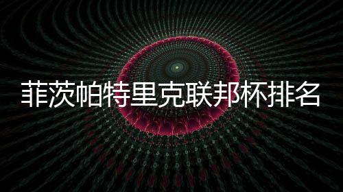杯排名升到第突破奖金0万里克联邦帕特一 菲茨